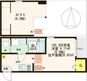エス ルミエール【2階】の間取り