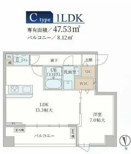 ル・モベイ天神橋【6階】の間取り