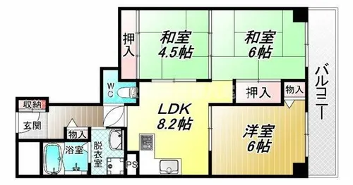 ユニハイム平野北【6階】の間取り