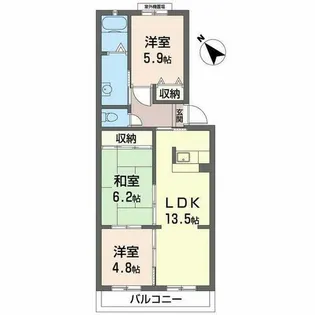 サンモール中井【0105号室】の間取り