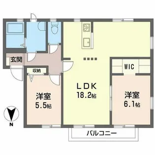 ラフォーレ野出【D202号室】の間取り