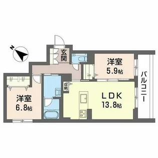 ヴィアソーレ【0103号室】の間取り