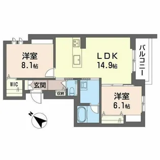 ヴィアソーレ【0201号室】の間取り