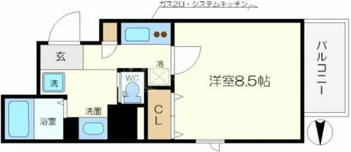 ルクレ西長堀【14階】の間取り