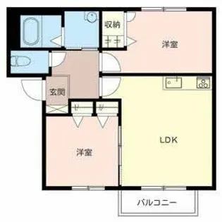 オレンジアイビー・柏原【B202号室】の間取り
