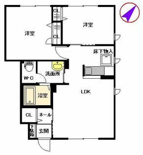 ELLE GARDEN II B棟【B0102号室】の間取り