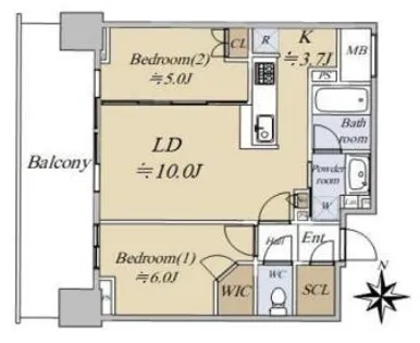 シティタワー東梅田パークフロント【1107号室】の間取り