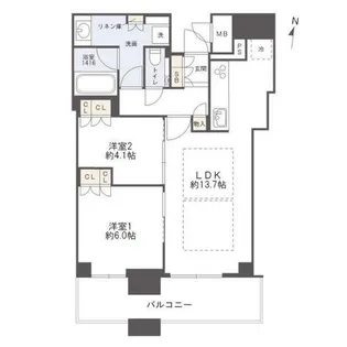 ブランズタワー梅田North【4307号室】の間取り