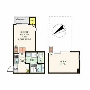ハーモニーテラス桑津Ⅱ【2階】の間取り