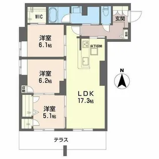 シャーメゾン ソルコート 上中条【1階】の間取り