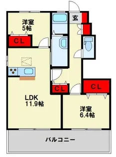 マインフェルト B棟【1階】の間取り
