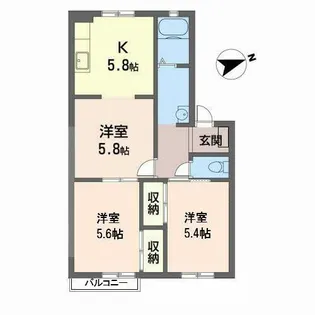 リバーサイドシティ麻生川【2階】の間取り