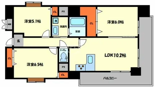クリアクレセント住之江【9階】の間取り