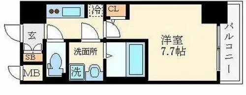 S-RESIDENCE難波EAST【14階】の間取り