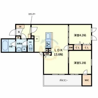 ウェルスクエア山坂【1階】の間取り