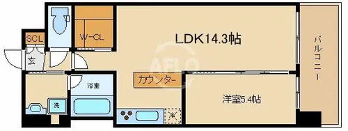 グランカーサ難波元町【6階】の間取り