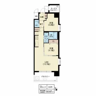 スプランディッド福島WEST【4階】の間取り