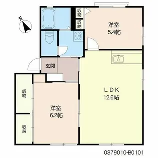 ディアス元岡 2番館【B0101号室】の間取り