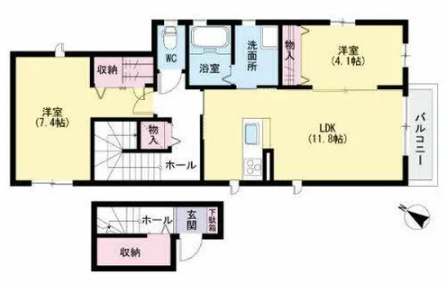 プロヌーブ青葉【A0201号室】の間取り