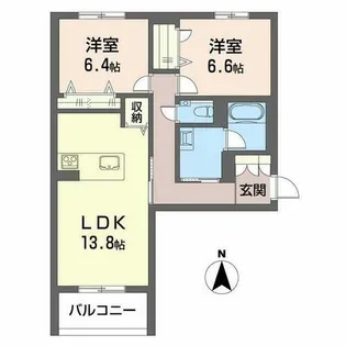 カルム・ラ・ポーズ【0101号室】の間取り