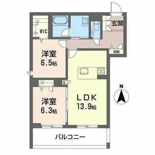 カルム・ラ・ポーズ【0102号室】の間取り