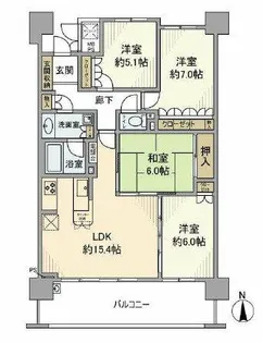 ライオンズガーデン城東【4階】の間取り