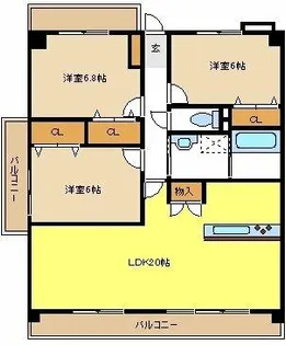 アソシア一社Ⅱ【3階】の間取り