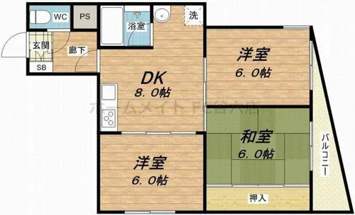 アーク玉津橋【3階】の間取り