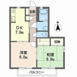 グリーンルーフ大冠 A棟【A203号室】の間取り