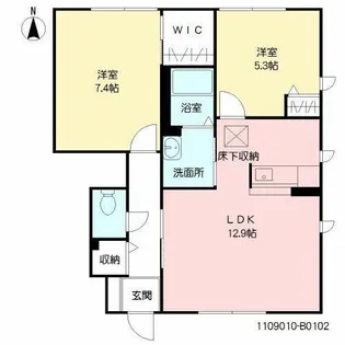 プリムローズ ヤヒロ B棟【B0102号室】の間取り