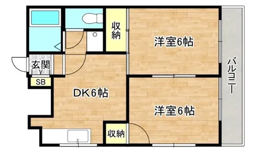 ユニハイム玉造【6階】の間取り