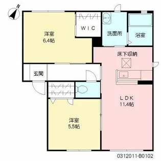 サン・ヴィレッジ B棟【B0102号室】の間取り
