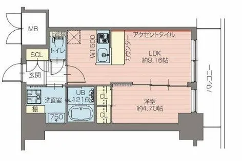 プレジオ恵美須【2階】の間取り