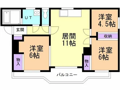 港南アパートメント【3F号室】の間取り