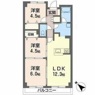 ヒュース一丘弐番館【0706号室】の間取り