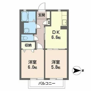 グラシューズ雅【0202号室】の間取り