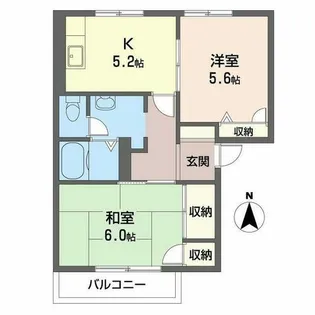 ルミナスコート トヨク【B201号室】の間取り