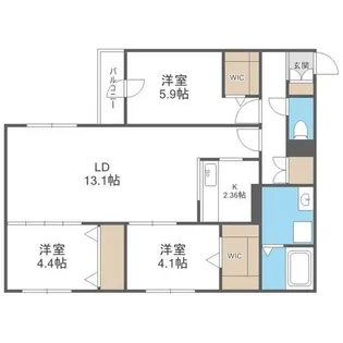 アルファスクエア北12西3【4階】の間取り