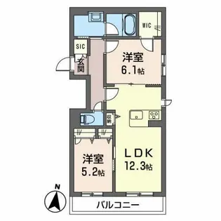 ルルアベル桂【0202号室】の間取り
