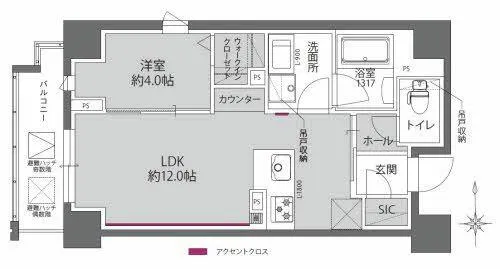 プラシーデンス淡路町【0701号室】の間取り