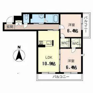 シャーメゾン春日【0202号室】の間取り