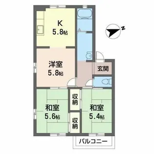リバーサイドシティ麻生川【2階】の間取り