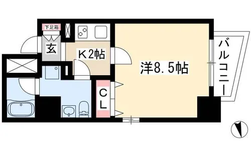 アクアヒルズ【8階】の間取り