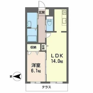 KUZUHA Parkside Apartment【0105号室】の間取り