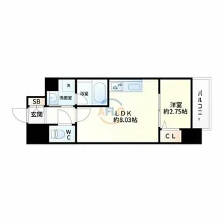 Fortuney江坂Ⅱ【7階】の間取り
