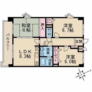 ベルメゾン桜坂【501号室】の間取り