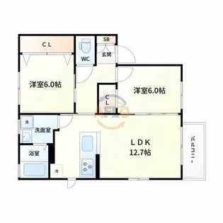 江坂ガーデンヒラノステージ B棟【2階】の間取り