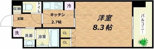 KDXレジデンス本町橋【8階】の間取り
