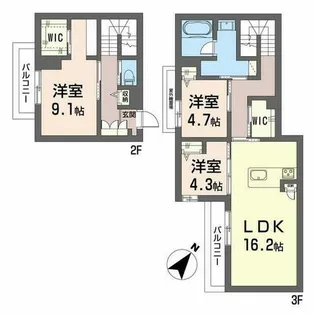 シャーメゾン大野城中央【A0204号室】の間取り