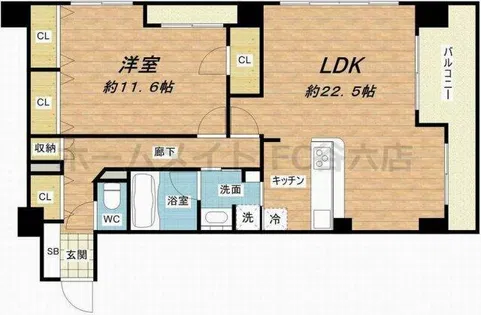グレンパーク梅田北【6階】の間取り